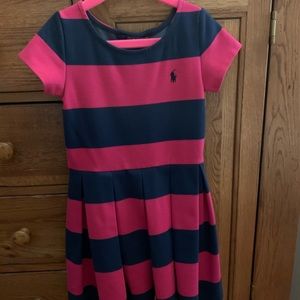 Girls size 7 pink and navy Polo dress